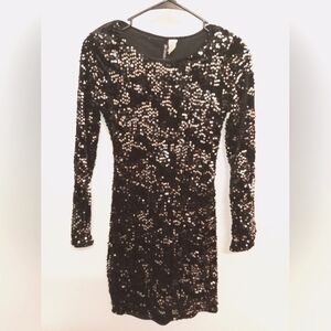 Elegant Black And Grey Divided By H&M Sequin Dress